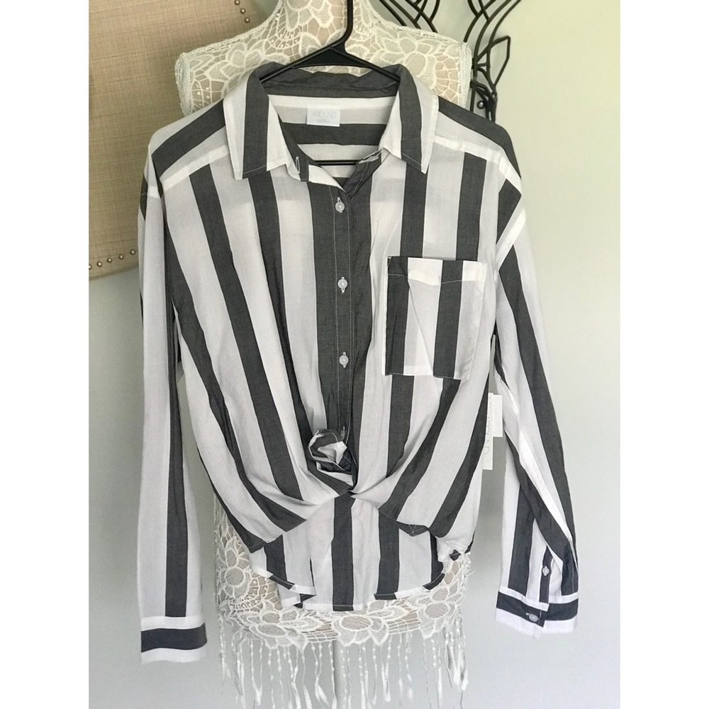 Abound Striped Button Down Shirt NWT